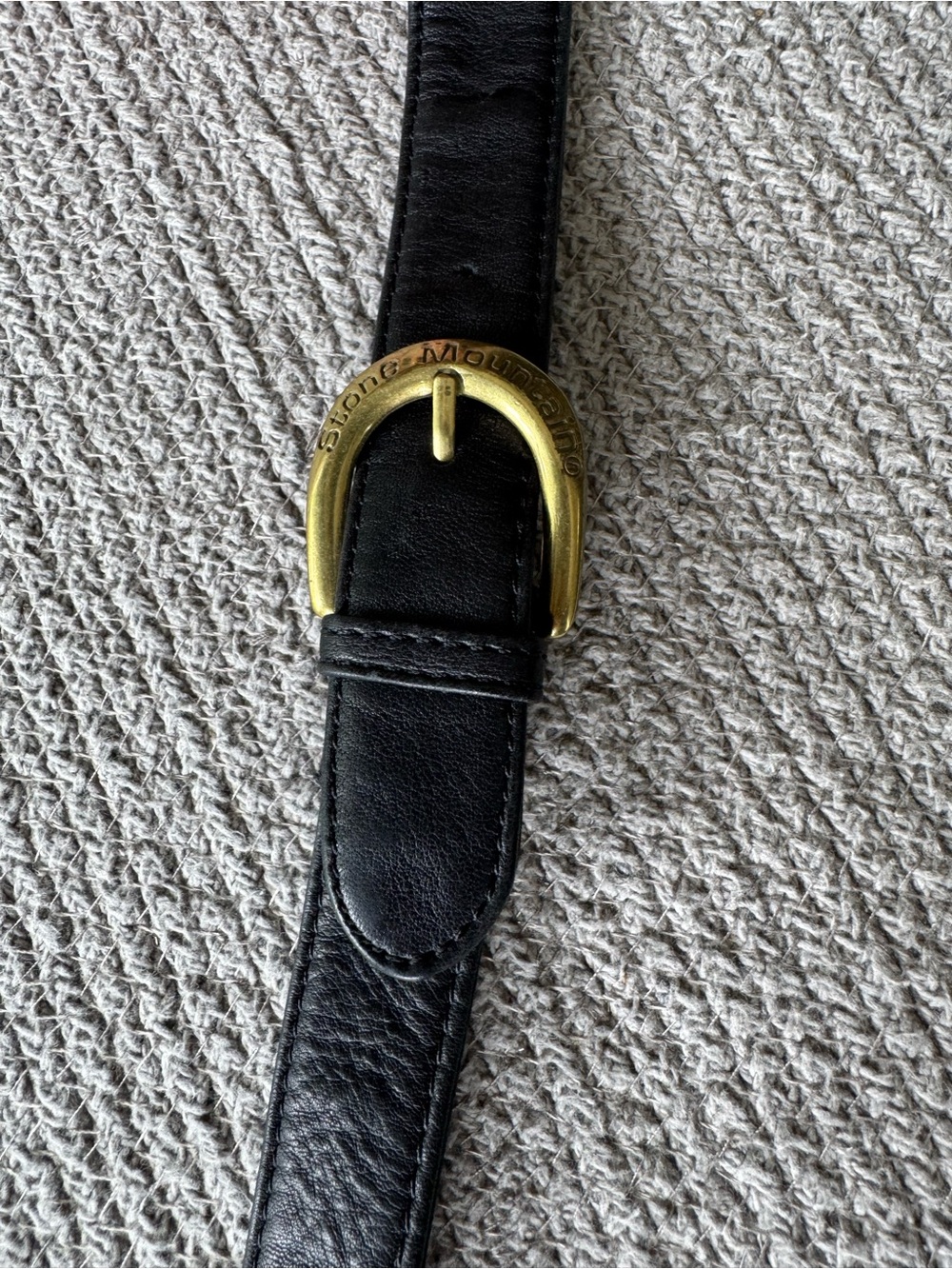 Vintage 90s Stone Mountain Black Leather Purse Brass Buckle - Picture 4 of 11